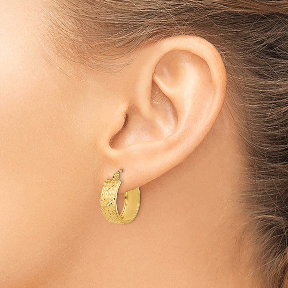 Diamond-cut Hoop Earrings — 14K Yellow Gold