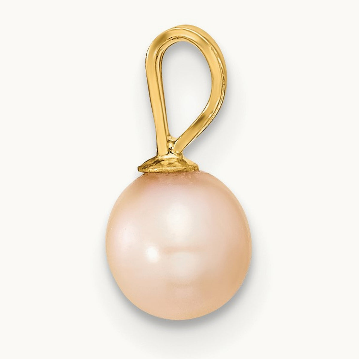 5- White Round Freshwater Cultured Pearl Pendant, 14K