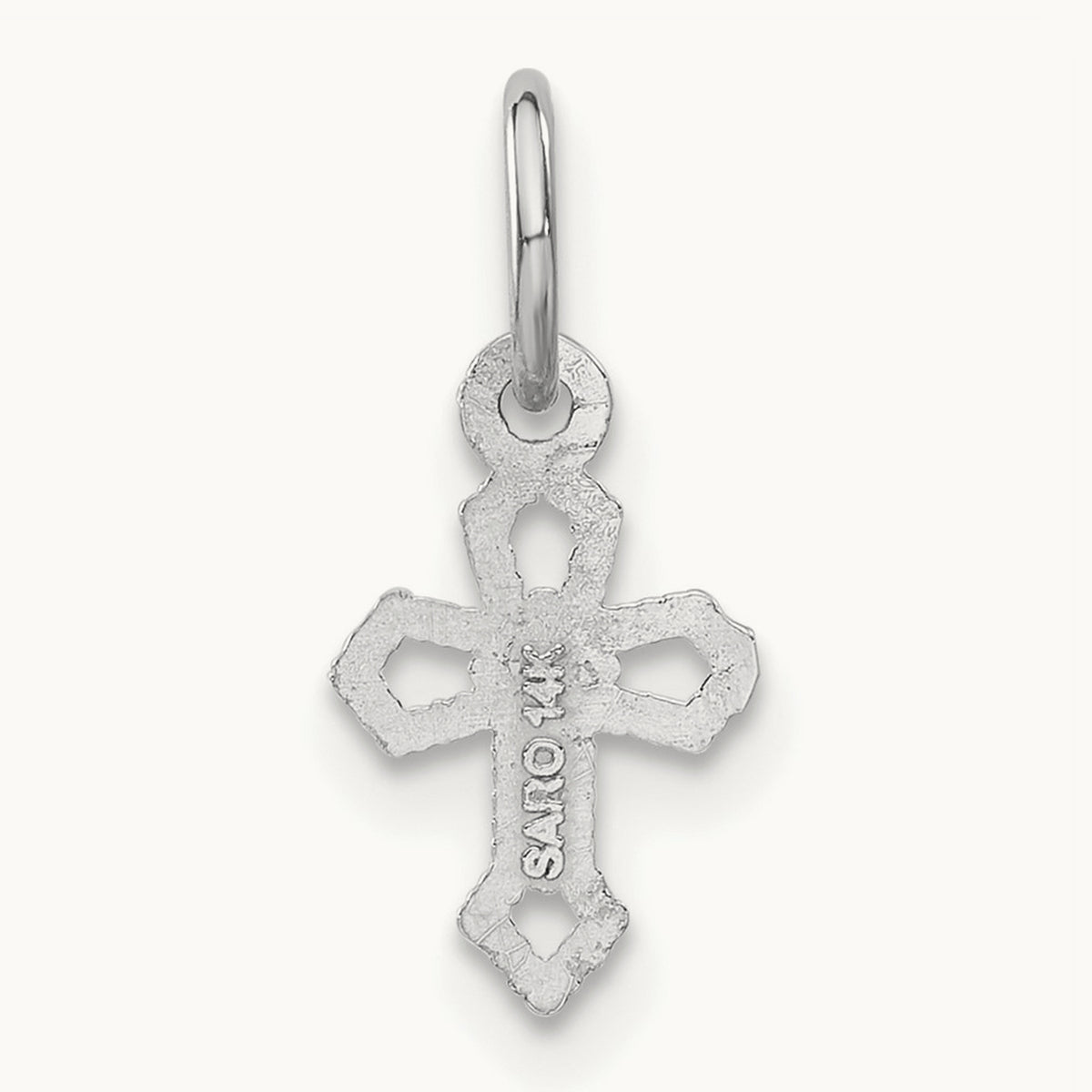 Passion Cross Charm — 14K White Gold