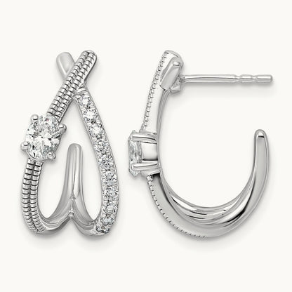 Post Fashion J-Hoop Earrings, 0.50 ct tw Lab-Grown Diamond
