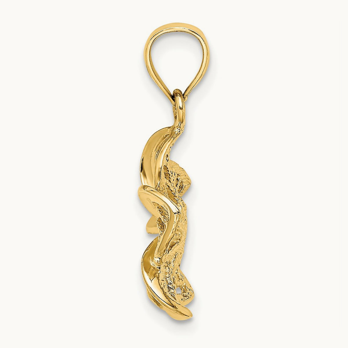 Beaded and Polished Plumeria Flower Charm — 14K Yellow Gold