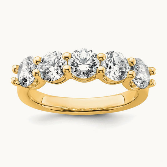5 Stone Fashion Band, 2.00 ct tw Lab-Grown Diamond — 14K Yellow Gold