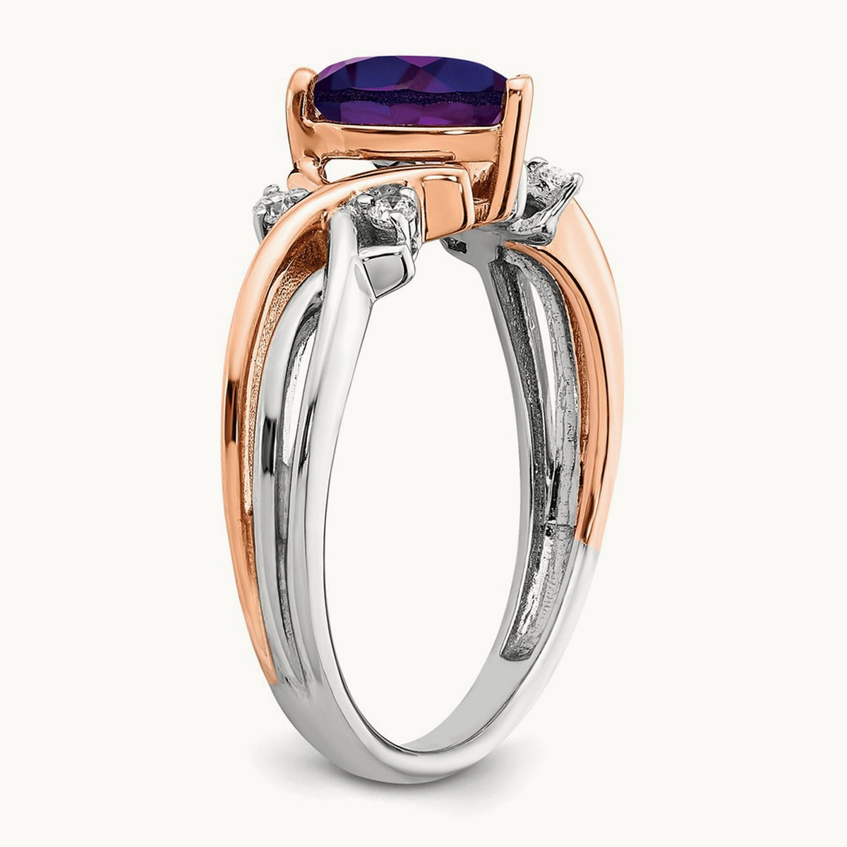 Heart Amethyst and Diamond Ring, 14K Two-tone