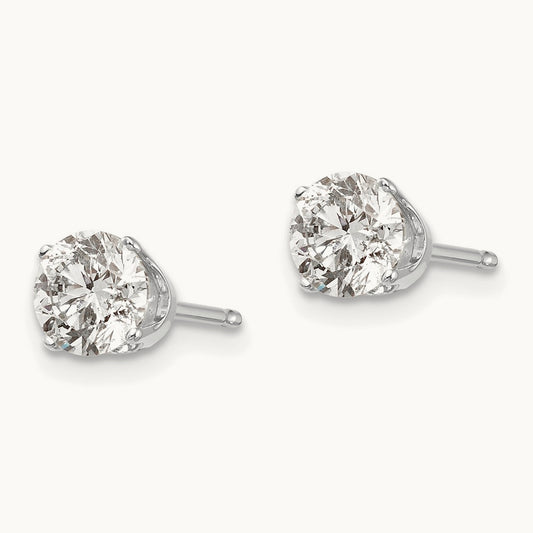 1.00ct. I2 K-L Diamond Stud Push-on Post Earrings, 14K White Gold