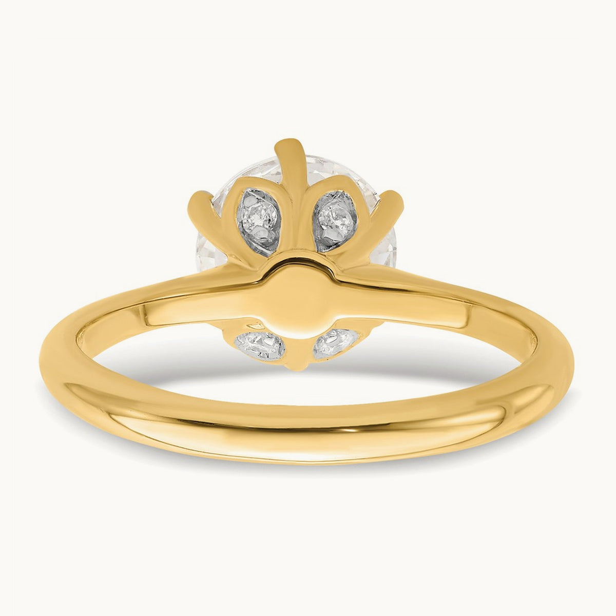 Polish 2ct Round Leaf Design Semi-Mount Dia Ring, 14K