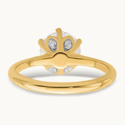 Polish 2ct Round Leaf Design Semi-Mount Dia Ring, 14K