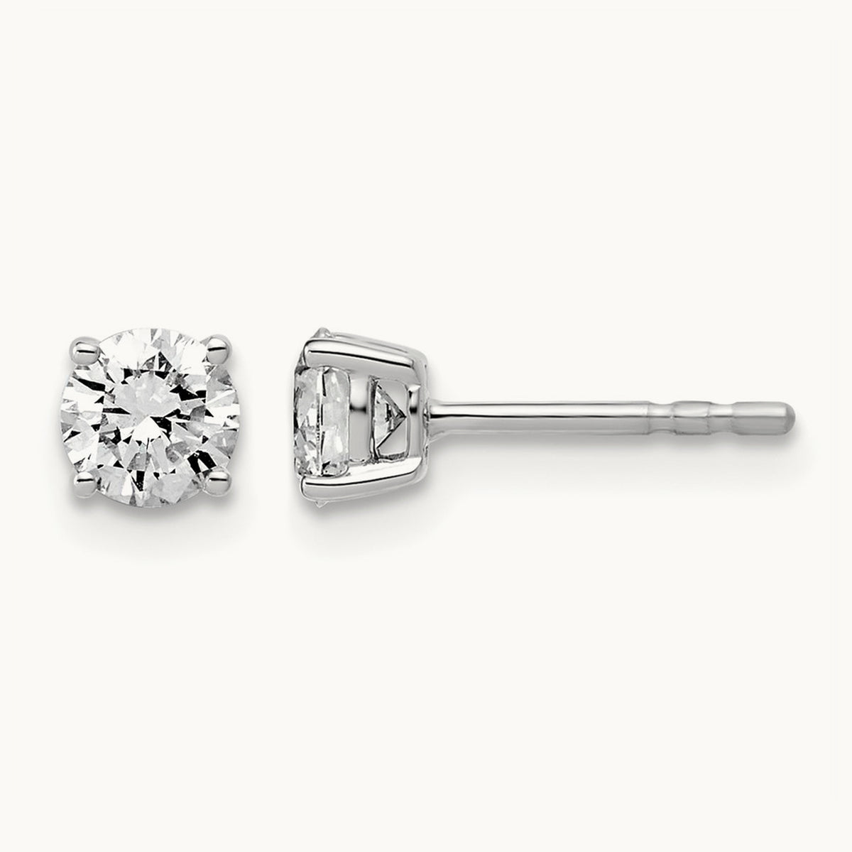 Round Lightweight Earrings, 0.25-6.00 ct tw Lab-Grown Diamond — 3/4 ct, 10K White Gold