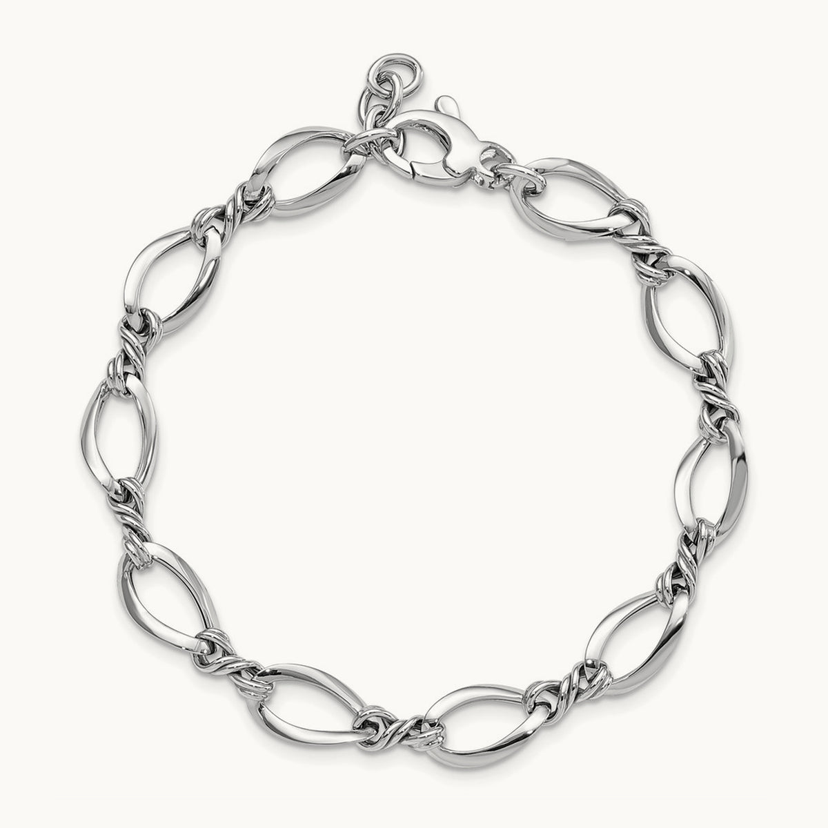 Fancy Link 7.5in Bracelet — 14K White Gold