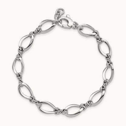 Fancy Link 7.5in Bracelet — 14K White Gold