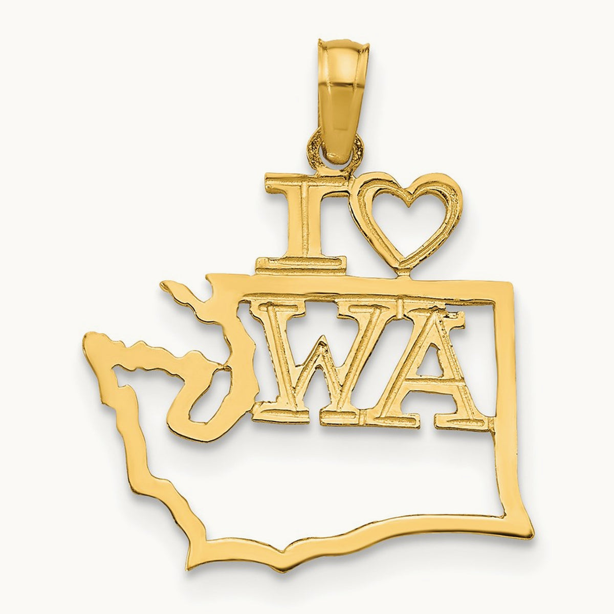 Solid Washington State Pendant, 14K