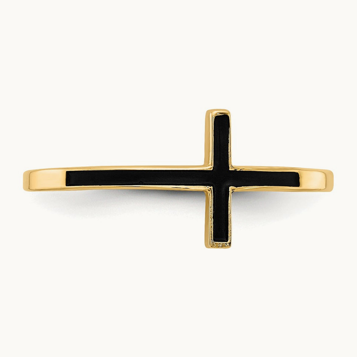 Antiqued Sideways Cross Ring — 14K Yellow Gold