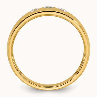 Setting: IB Goodman Men's Polished 3-Stone Diamond Ring Mounting, 14K Gold — 14K Yellow Gold