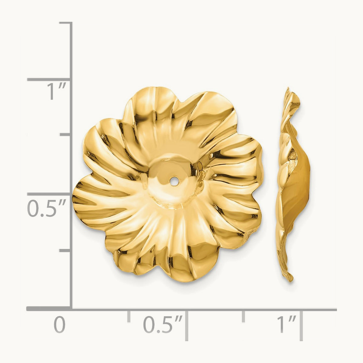 Polished Floral Earring Jackets, 14K