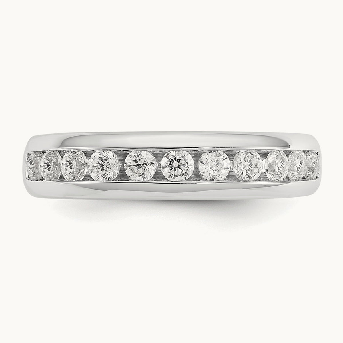 11-Stone Diamond Channel Band, 14K White Gold