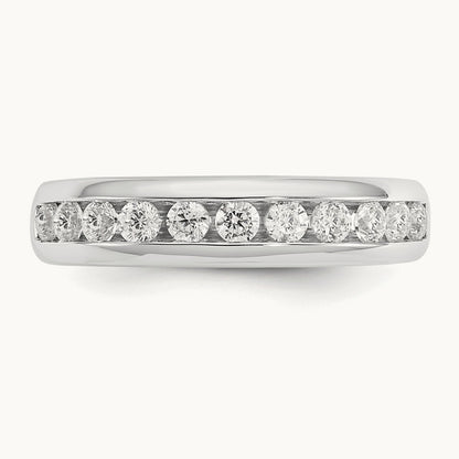 11-Stone Diamond Channel Band, 14K White Gold