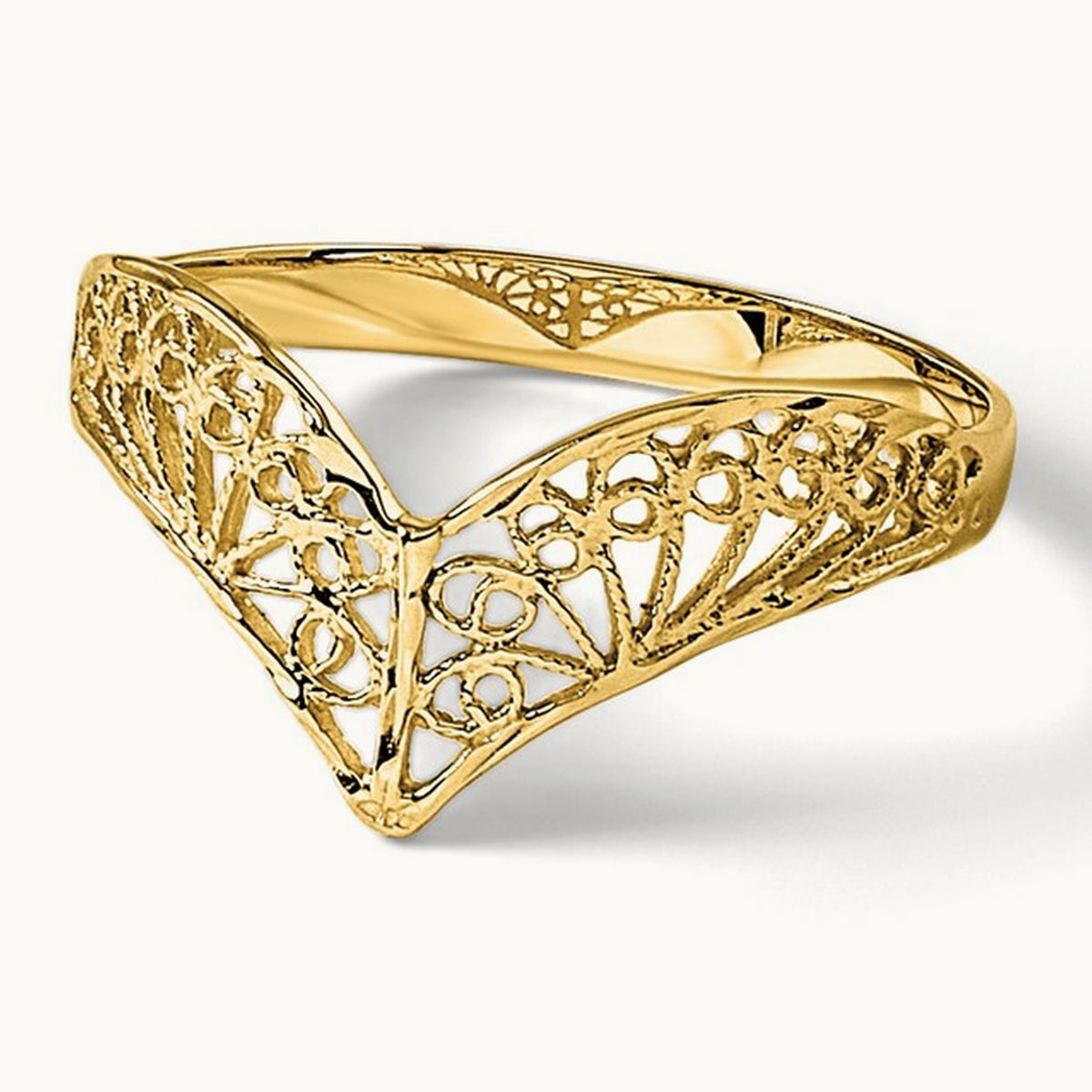 Diamond-Cut Filigree Ring — 14K Yellow Gold