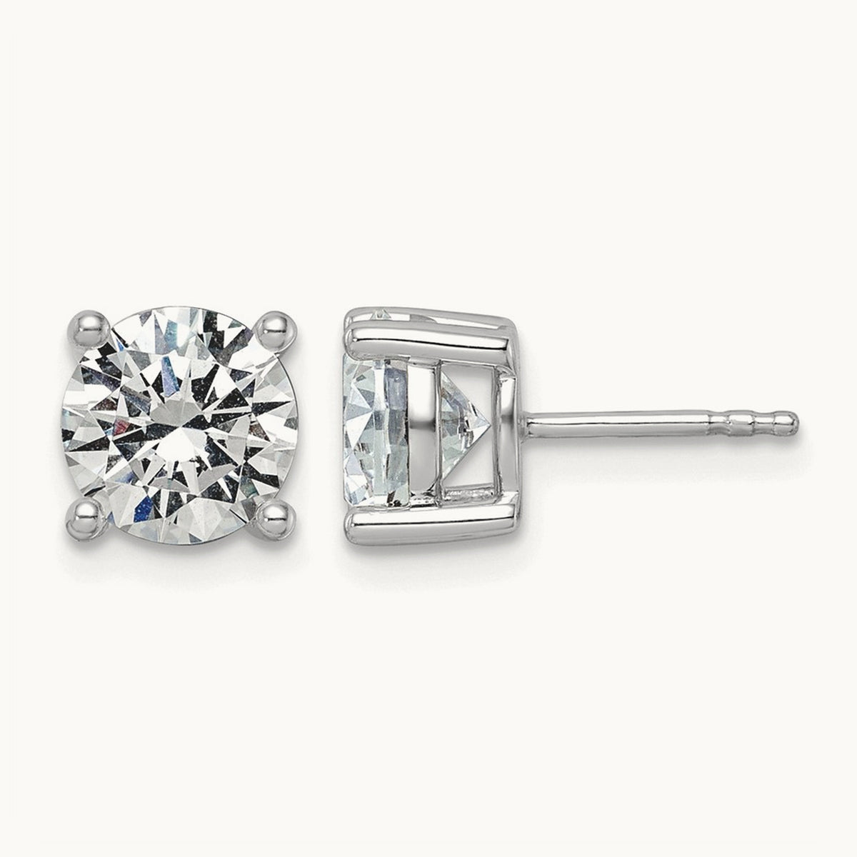 Round Lightweight Earrings, 0.25-6.00 ct tw Lab-Grown Diamond — 3 ct, 10K White Gold