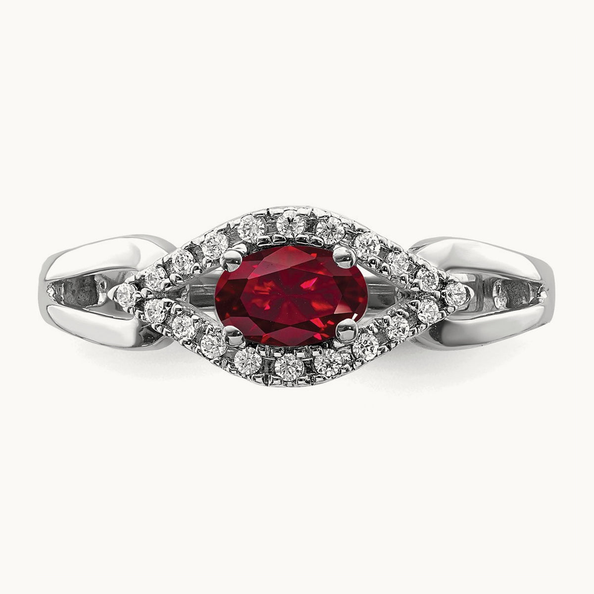 Created Ruby Ring — 14K White Gold, 7