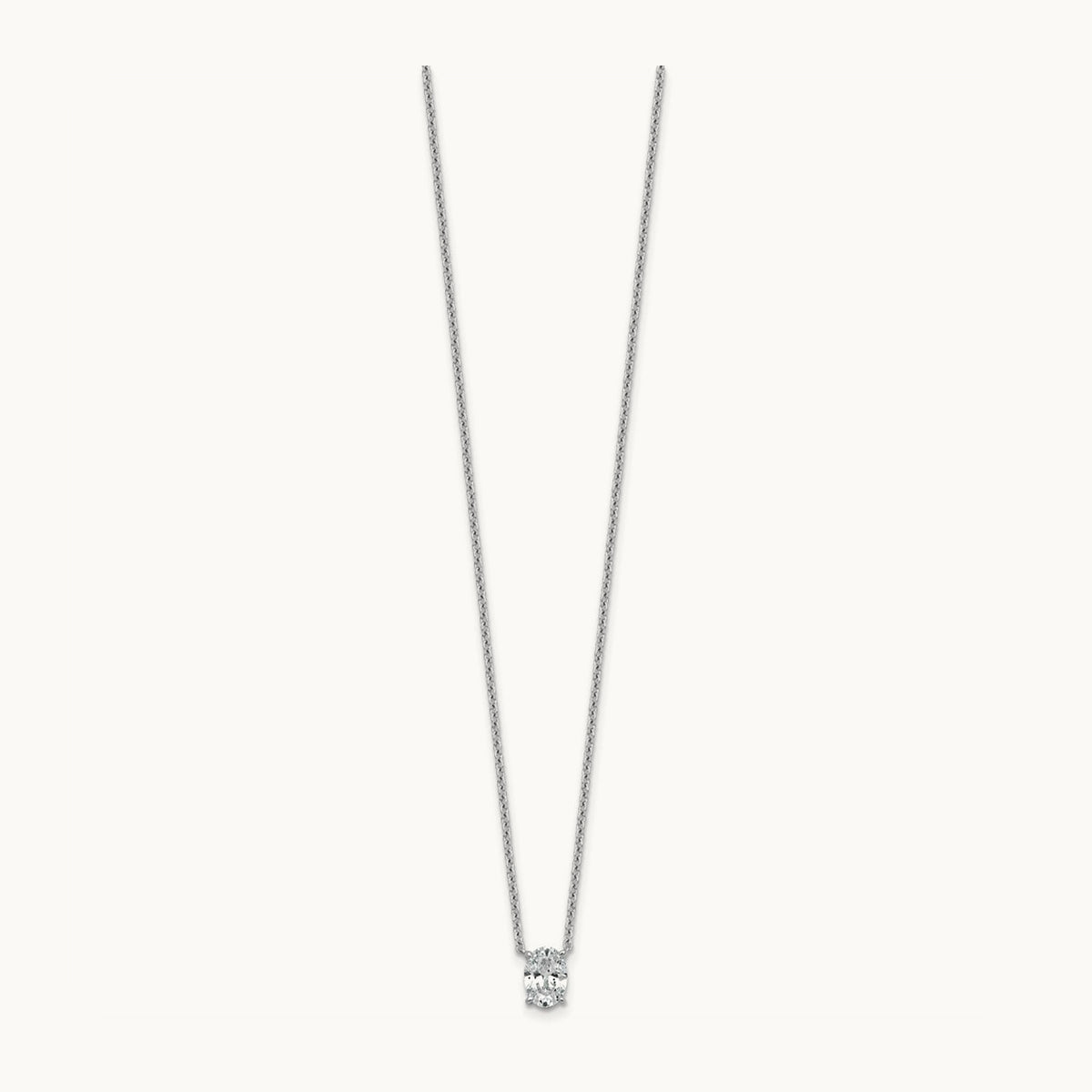Oval Pendant Necklace, 0.25-4.00 ct tw Lab-Grown Diamond — 3/4 ct, VS (Best), 14K White Gold