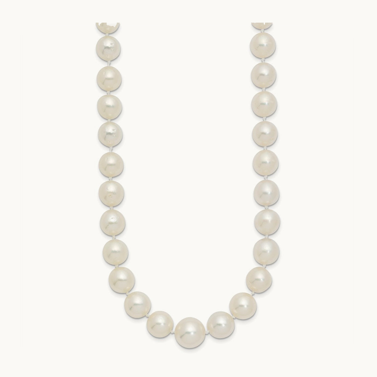 9.5- White Saltwater Cultured South Sea Graduated Pearl Necklace, 12mm, 14K
