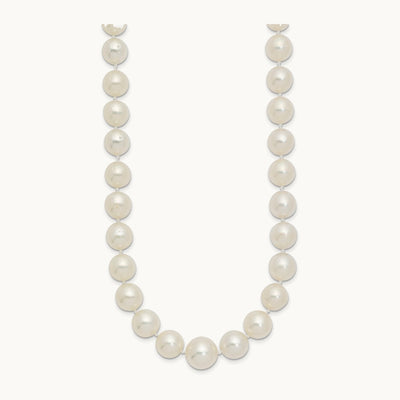 9.5- White Saltwater Cultured South Sea Graduated Pearl Necklace, 12mm, 14K