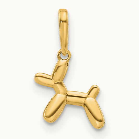 Polished 3D Balloon Puppy Pendant Charm, 14K