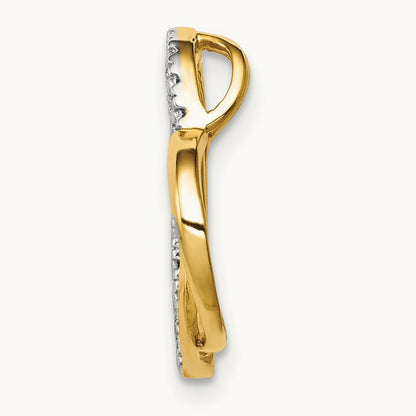 .01ct. Diamond Double Heart Chain Slide, 14K with Rhodium