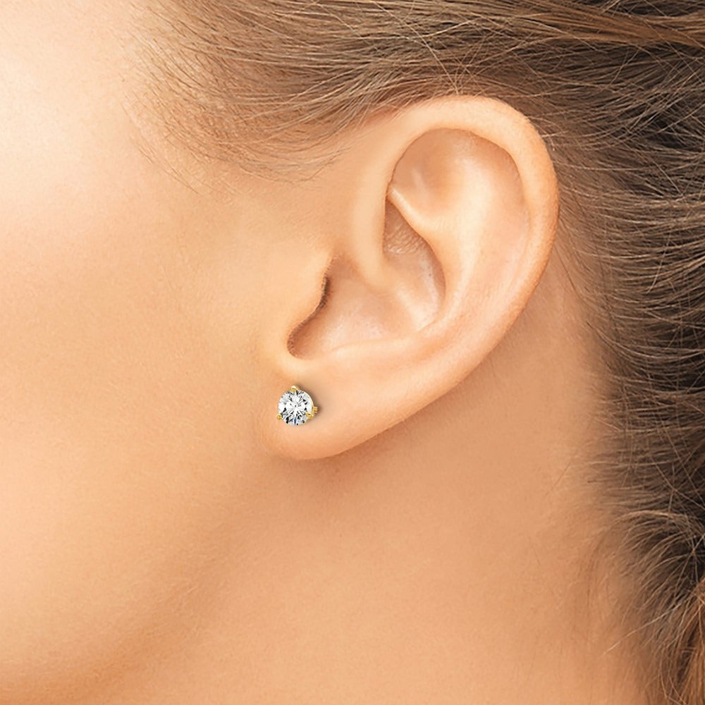 Round Stud Earrings, 0.10-6.00 ct tw Lab-Grown Diamond — 3/4 ct, 14K Yellow Gold