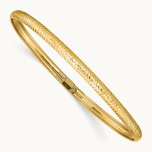 Textured Flexible Bangle — 14K Yellow Gold