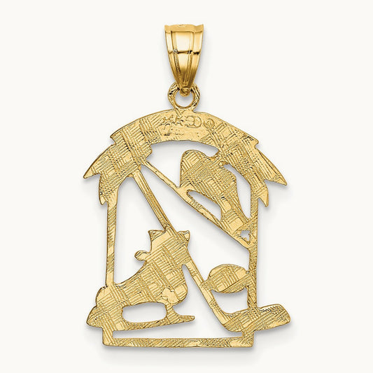 Hockey Story Framed Charm, 14K