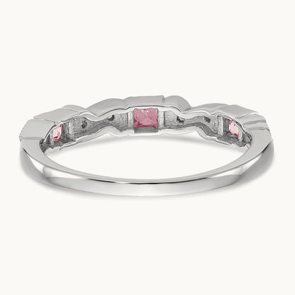 Diamond w/Pink Sapphire Band, 14K White Gold