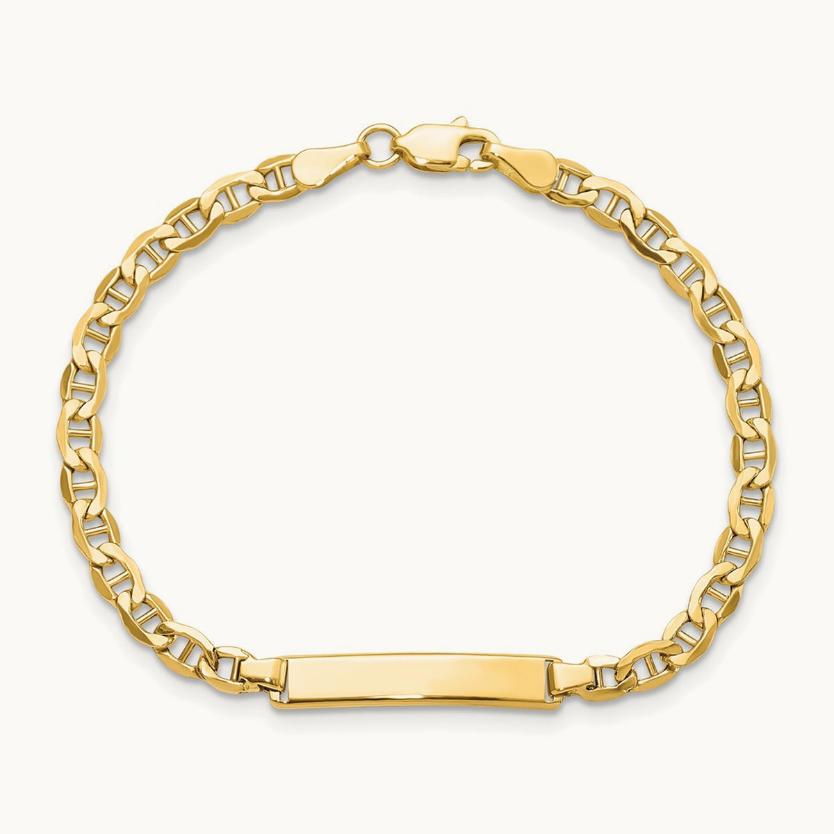 Semi-Solid Anchor Link ID Bracelet, 14K
