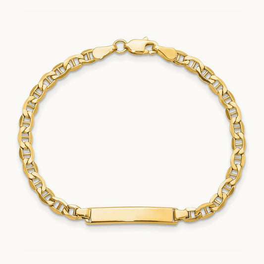 Semi-Solid Anchor Link ID Bracelet, 14K