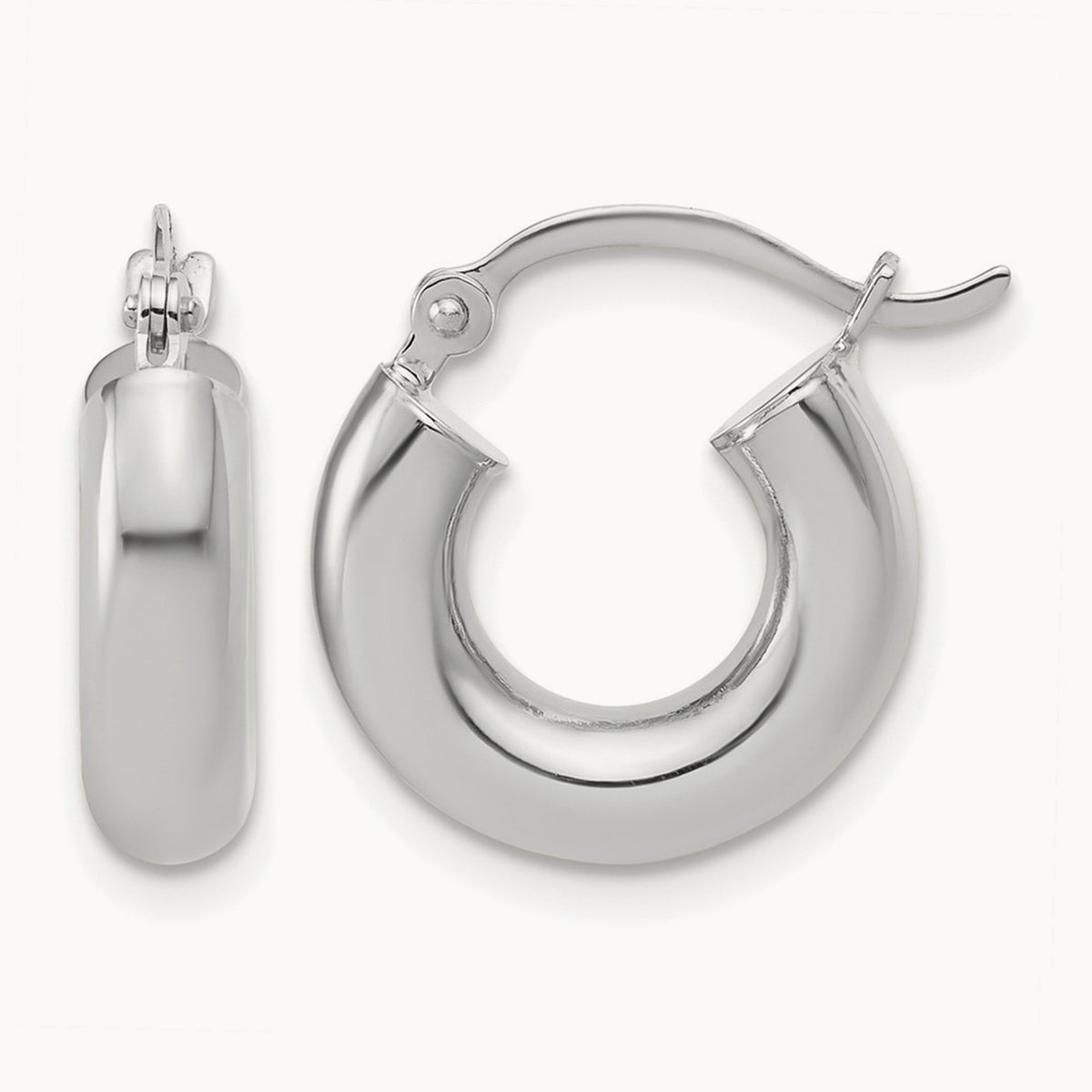 Polished x Lightweight Tube Earrings — 14K White Gold