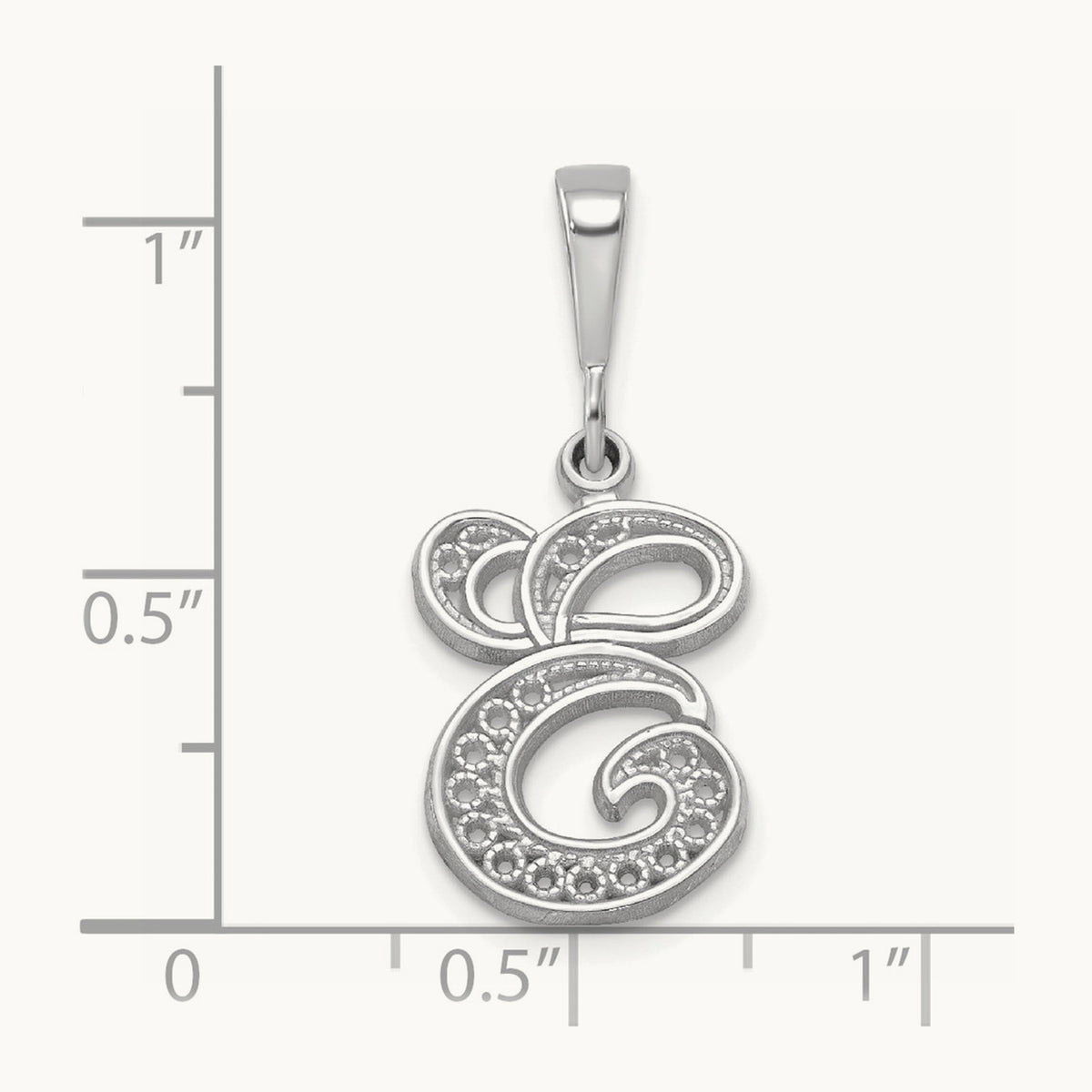 Solid Polished Script Filigree Initial Pendant — E