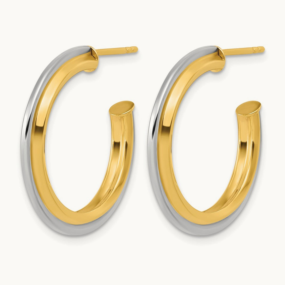 w/ Polished and Grooved J-Hoop Post Earrings — Leslie's — 27mm
