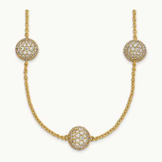 10mm Sphere Necklace, 10.50 ct tw Lab-Grown Diamond — 14K Yellow Gold