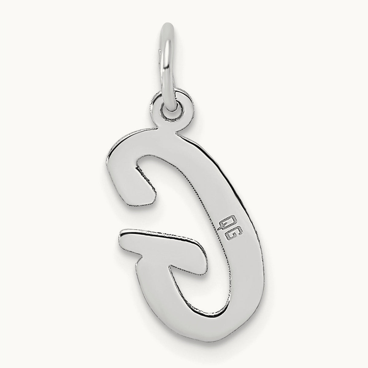 Medium Script Initial Charm — 14K White Gold, G