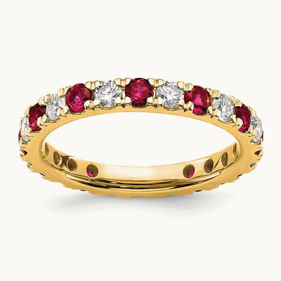 Created Ruby Eternity Band, 0.25-0.75 ct tw Lab-Grown Diamond — 14K Yellow Gold