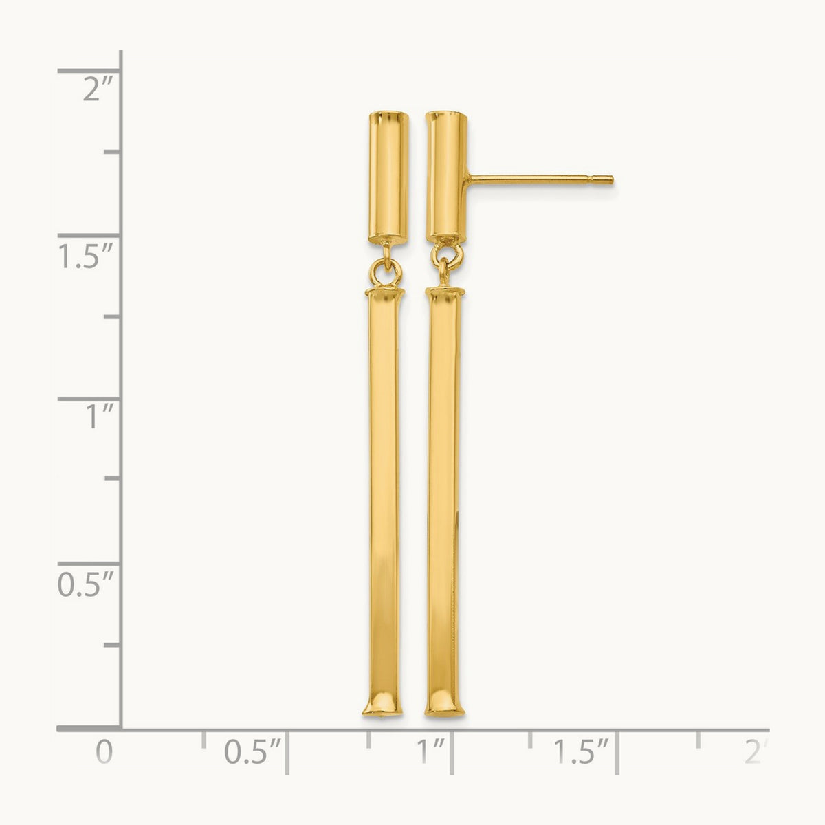 Fancy Squared Post Dangle Earrings, 14K