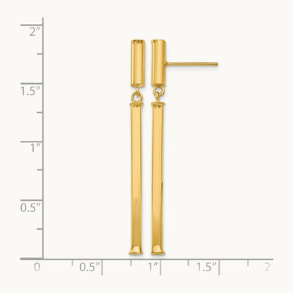 Fancy Squared Post Dangle Earrings, 14K