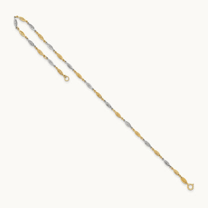 Polished Diamond-cut Infinity Link 9in Plus 1in ext. Anklet, 14K Two-tone