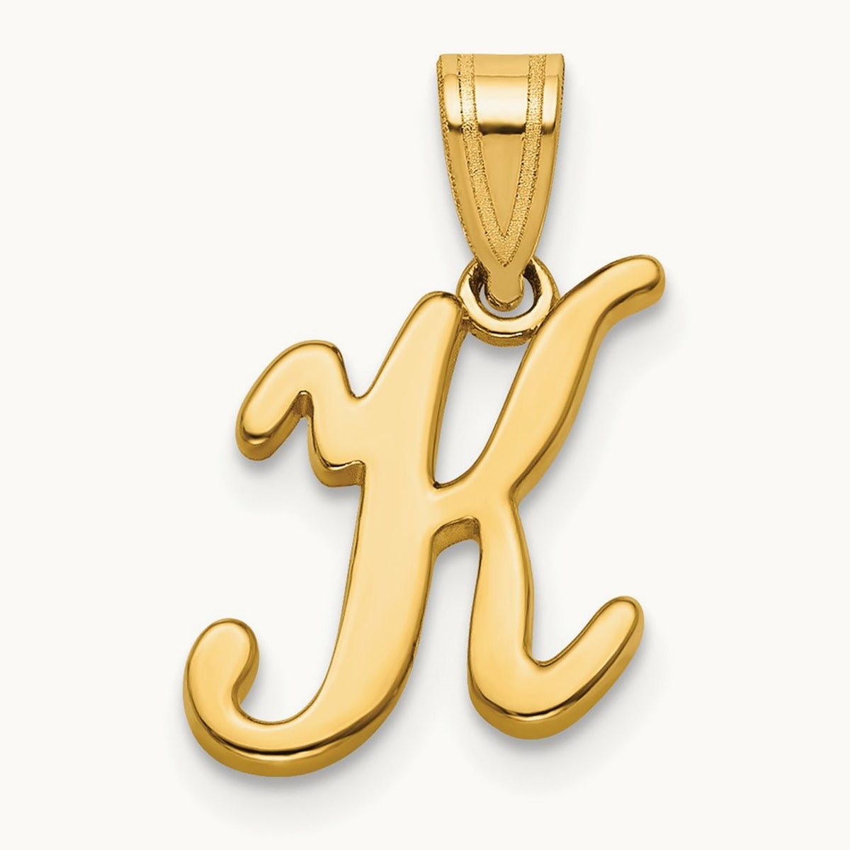 Script Letter K Initial Pendant, 14K Yellow Gold