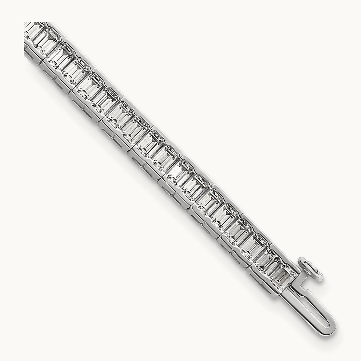 Emerald Tennis Bracelet, 7.25 ct tw Lab-Grown Diamond — 14K White Gold