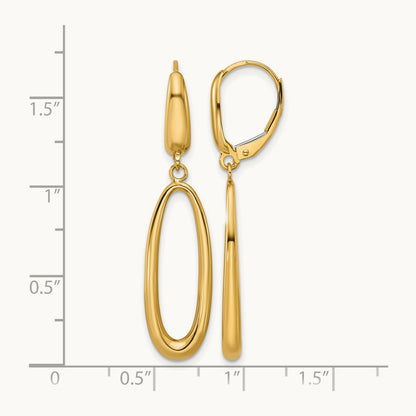 Polished Tapered Oval Leverback Dangle Earrings, 14K — Leslie's