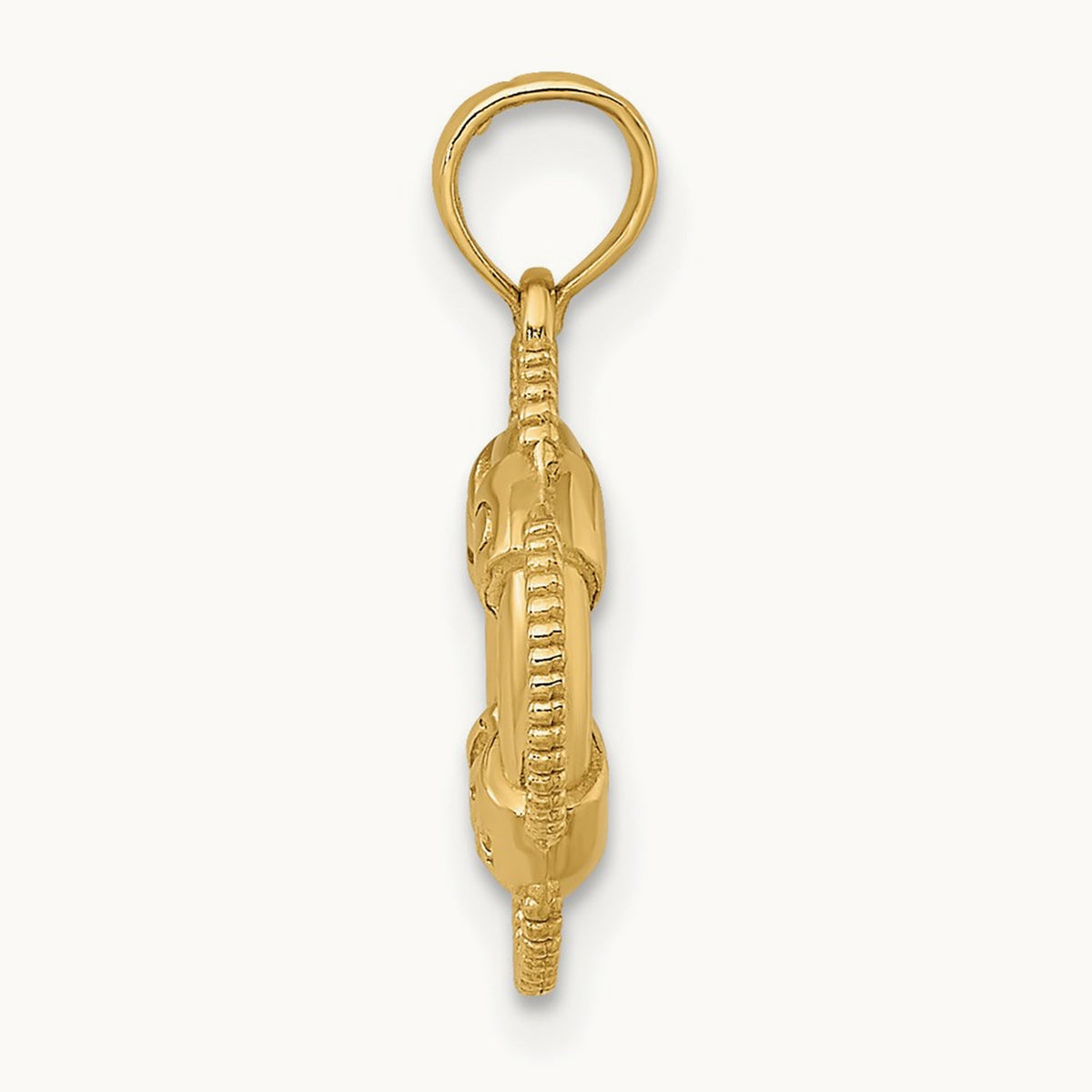 3D Gold Lifesaver Pendant in 14K Yellow Gold