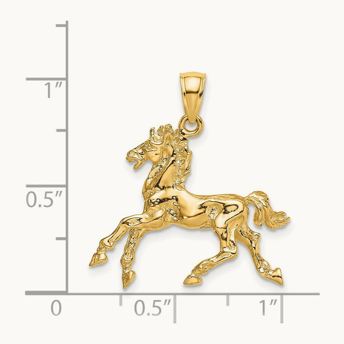 3-D Horse Trotting Charm, 14K