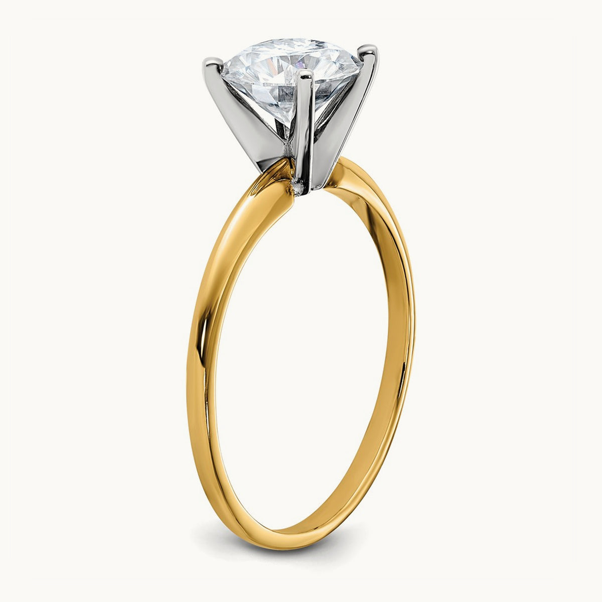 Round Solitaire Engagement Ring, 1.75 ct tw Lab-Grown Diamond — 14K Two-Tone