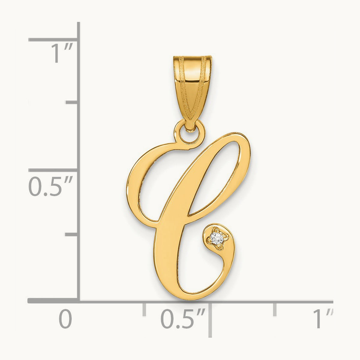 Script Initial Pendant with Diamond — C