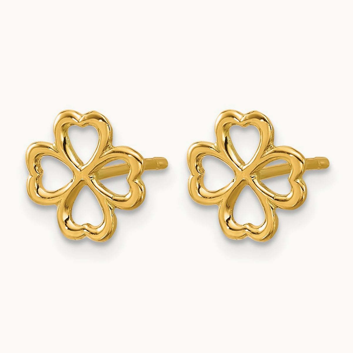 Polished 4-Leaf Clover Post Earrings, 14K — Leslie's